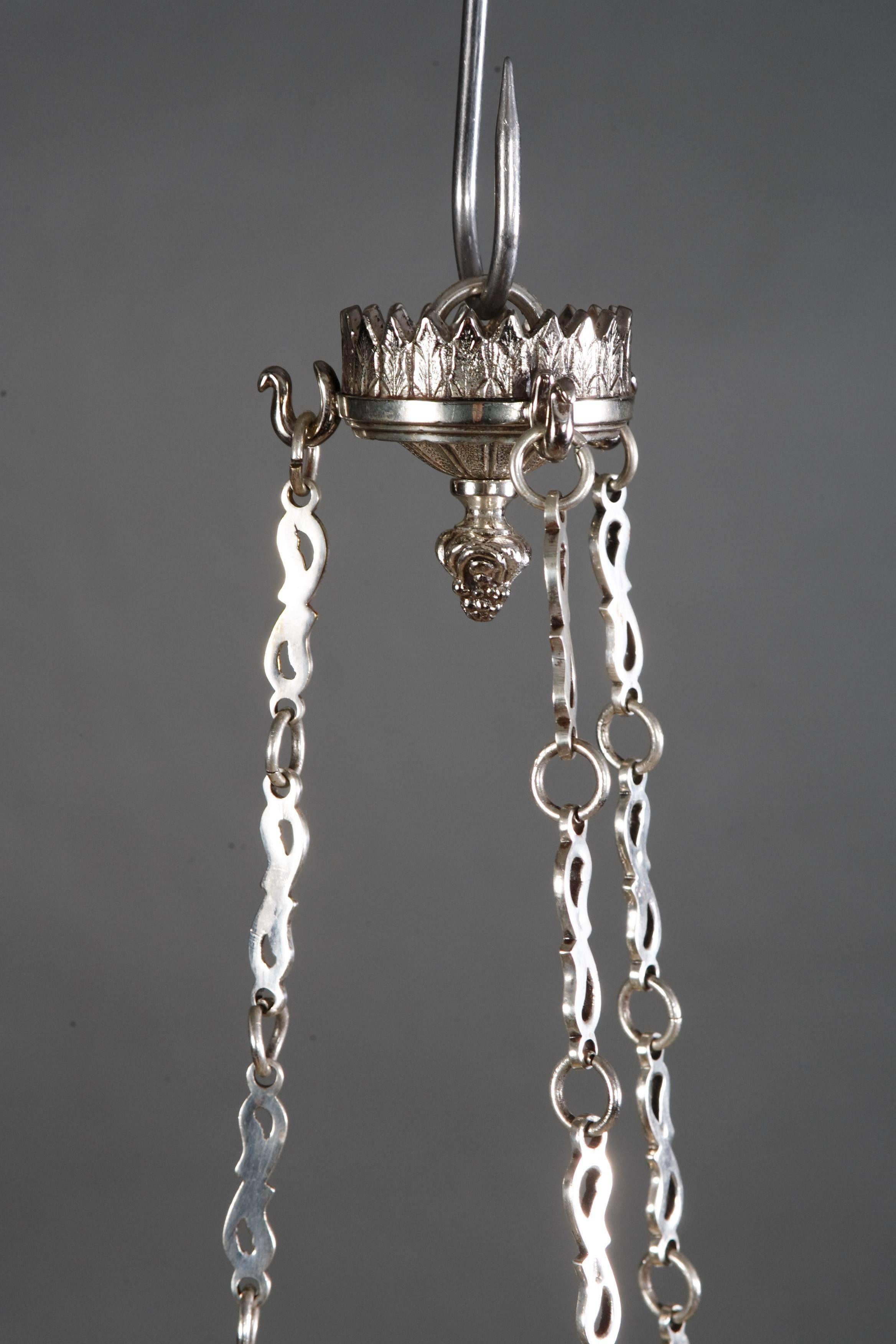 20th Century, Empire Style Silvered Ceiling Candelabra For Sale 2