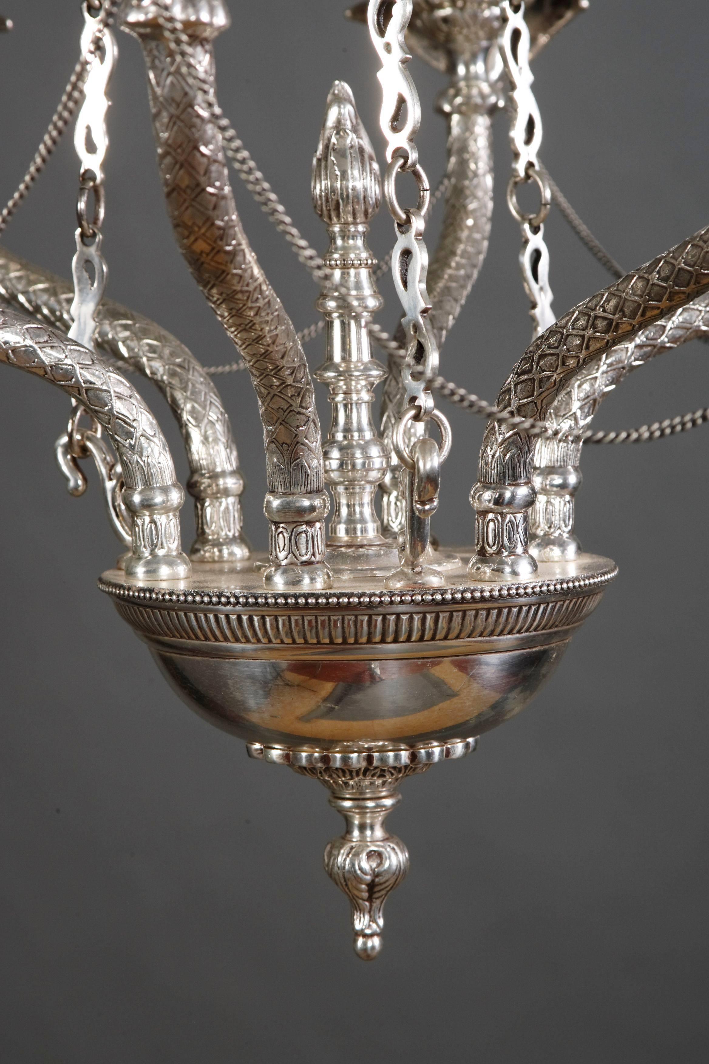 20th Century, Empire Style Silvered Ceiling Candelabra For Sale 4