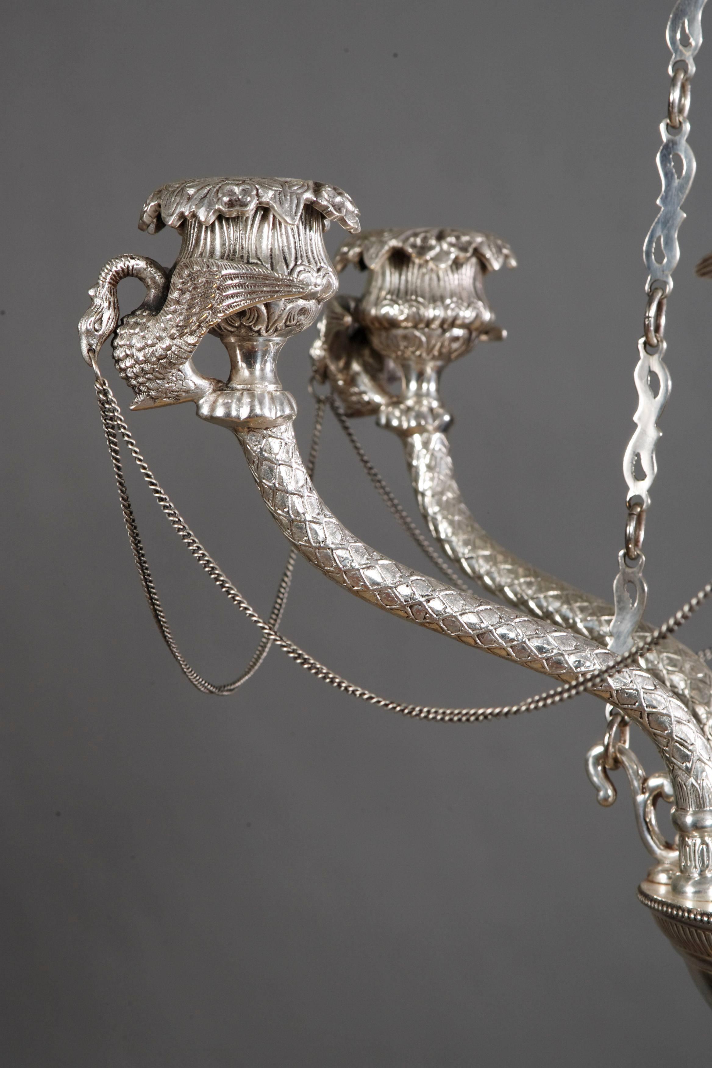 20th Century, Empire Style Silvered Ceiling Candelabra For Sale 5