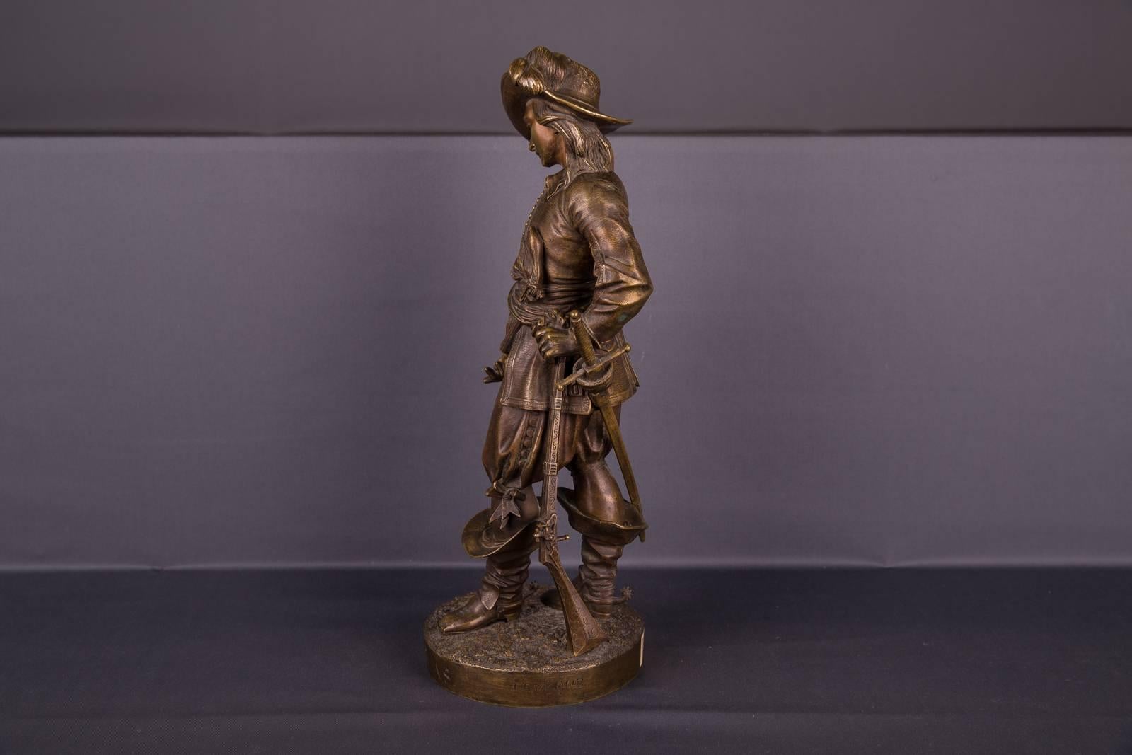 19th Century, Bronze Sculpture Gil Blas Signed by Leveque For Sale 2