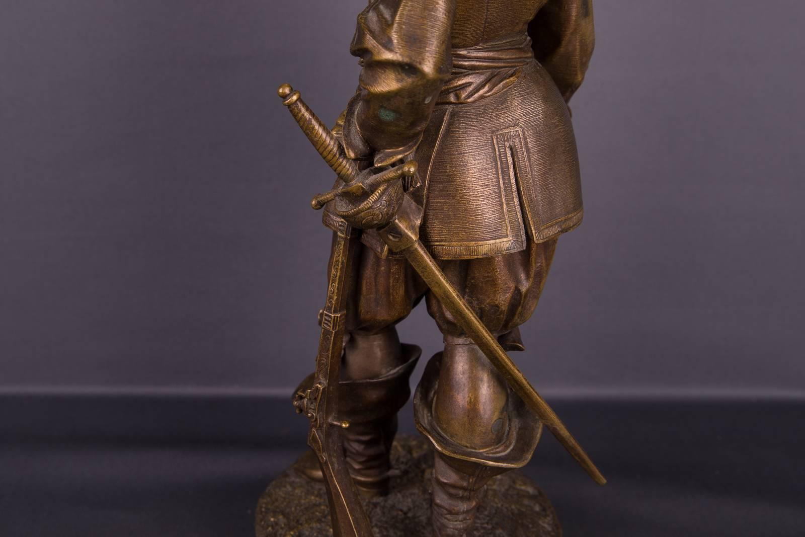 19th Century, Bronze Sculpture Gil Blas Signed by Leveque For Sale 3
