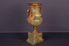 19th Century, Empire Fire-Gilt Bronze Antique Onyx Vase