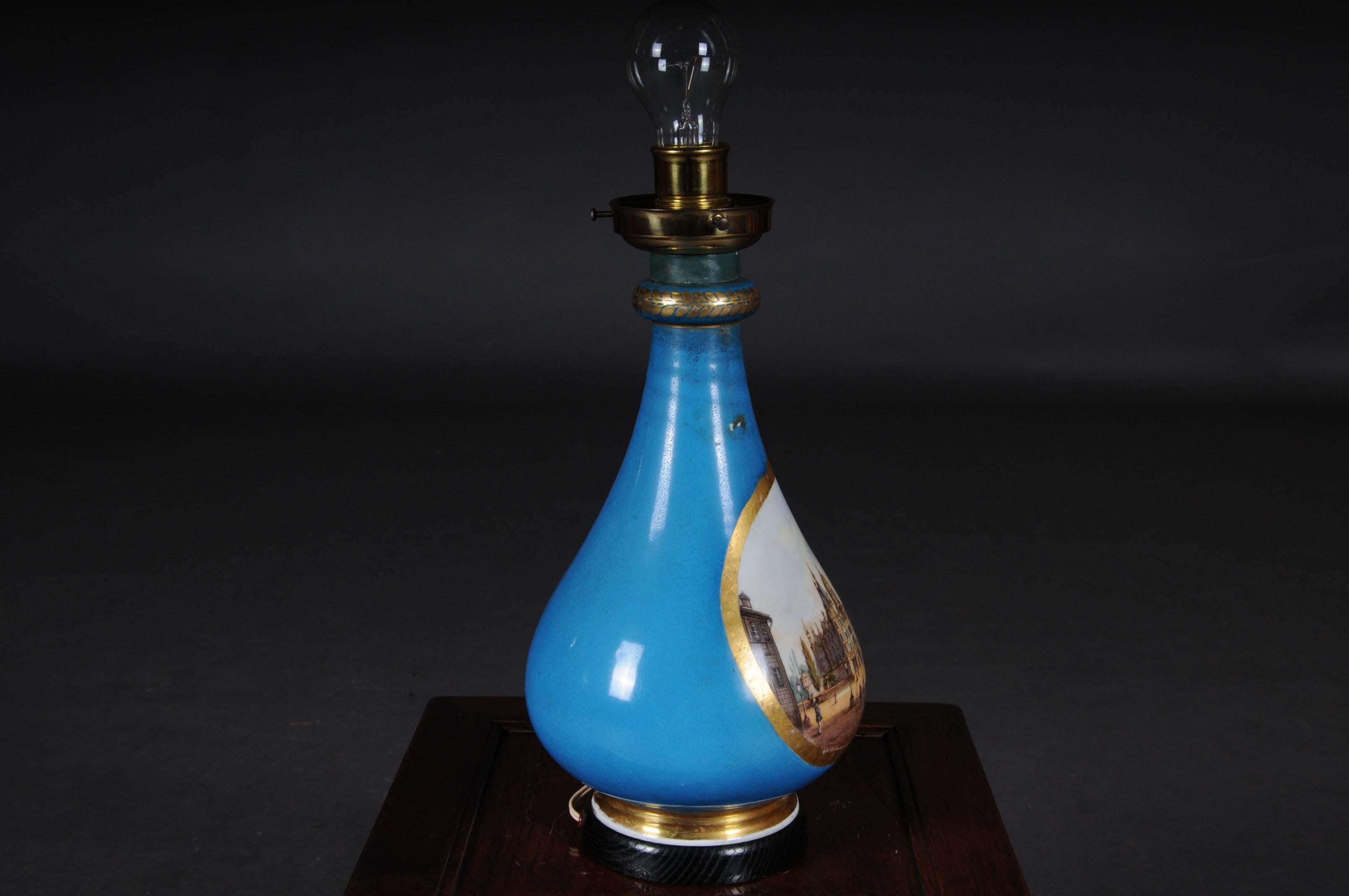 Late 19th Century Antique Porcelain Table Lamp 