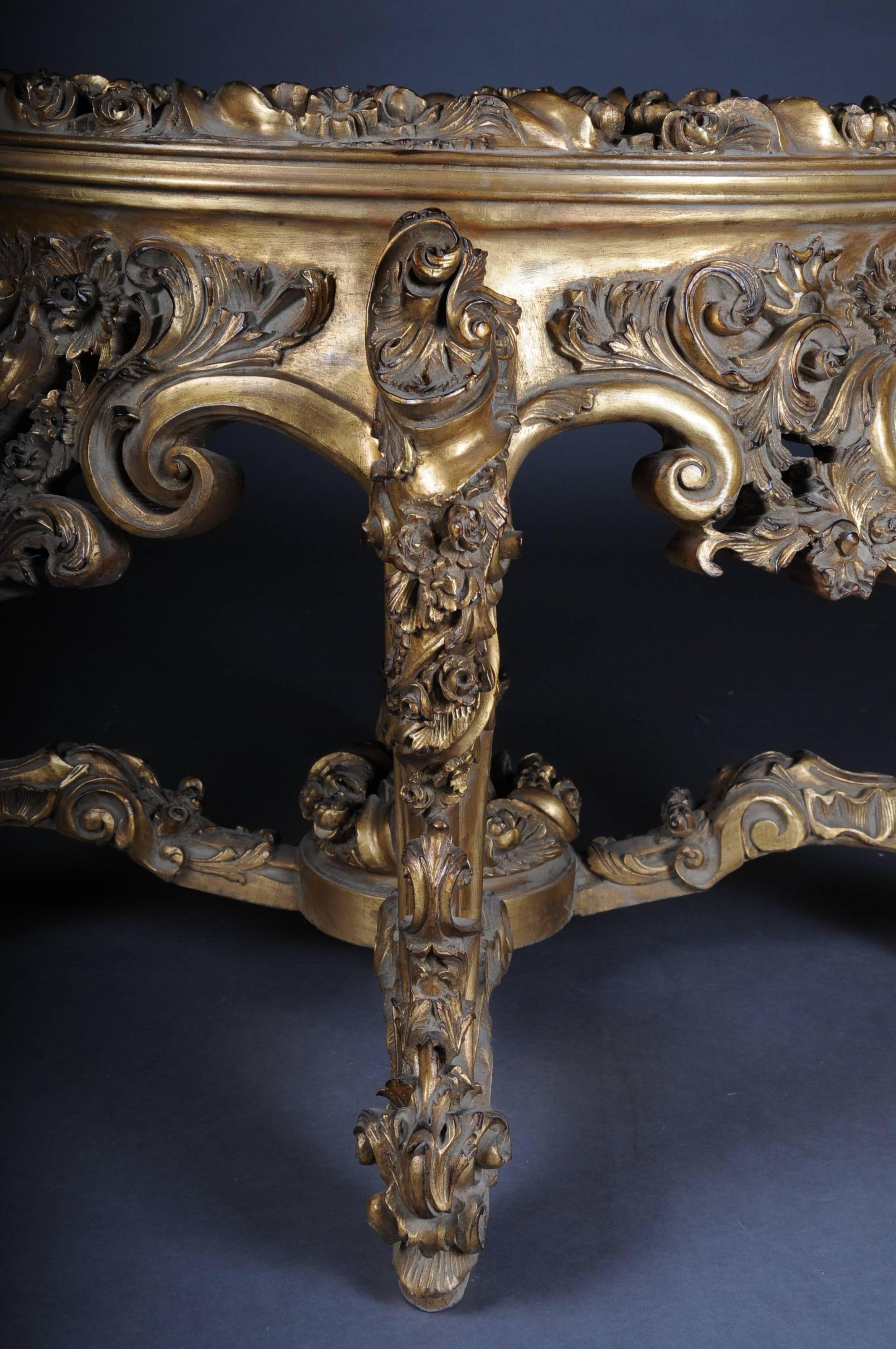 20th Century Impressive Solid Salon Table Louis Quinze XV - gold
