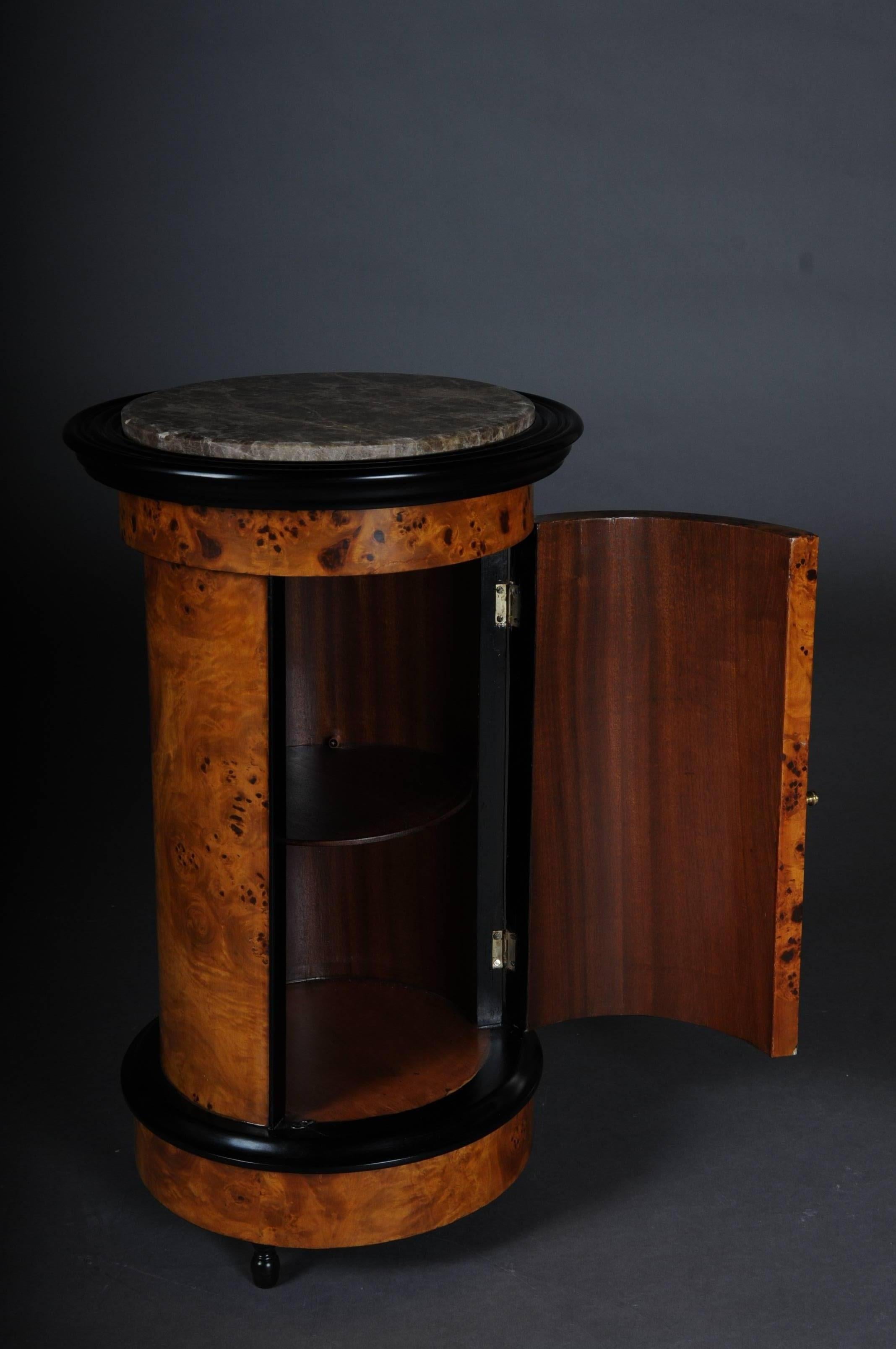 20th Century Tonneau, Bar Cabinet, Side Table in Biedermeier Maple Root For Sale
