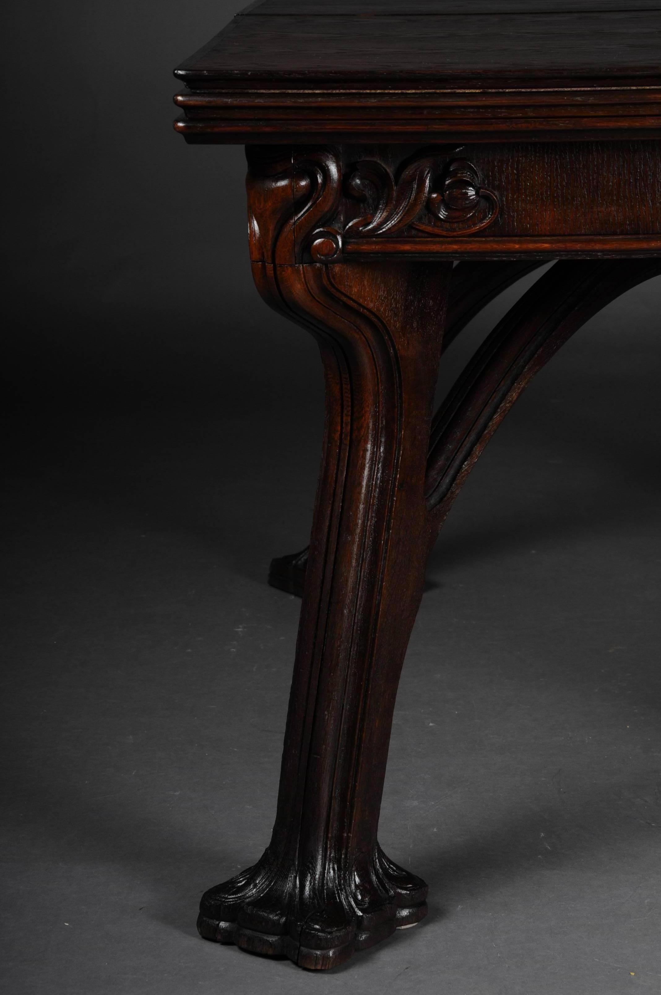 Unique Extendable Table, Art Nouveau, Eugene Gaillard, Solid Oak In Good Condition In Berlin, DE