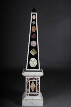 Pair of Monumental Marble Obelisks, White