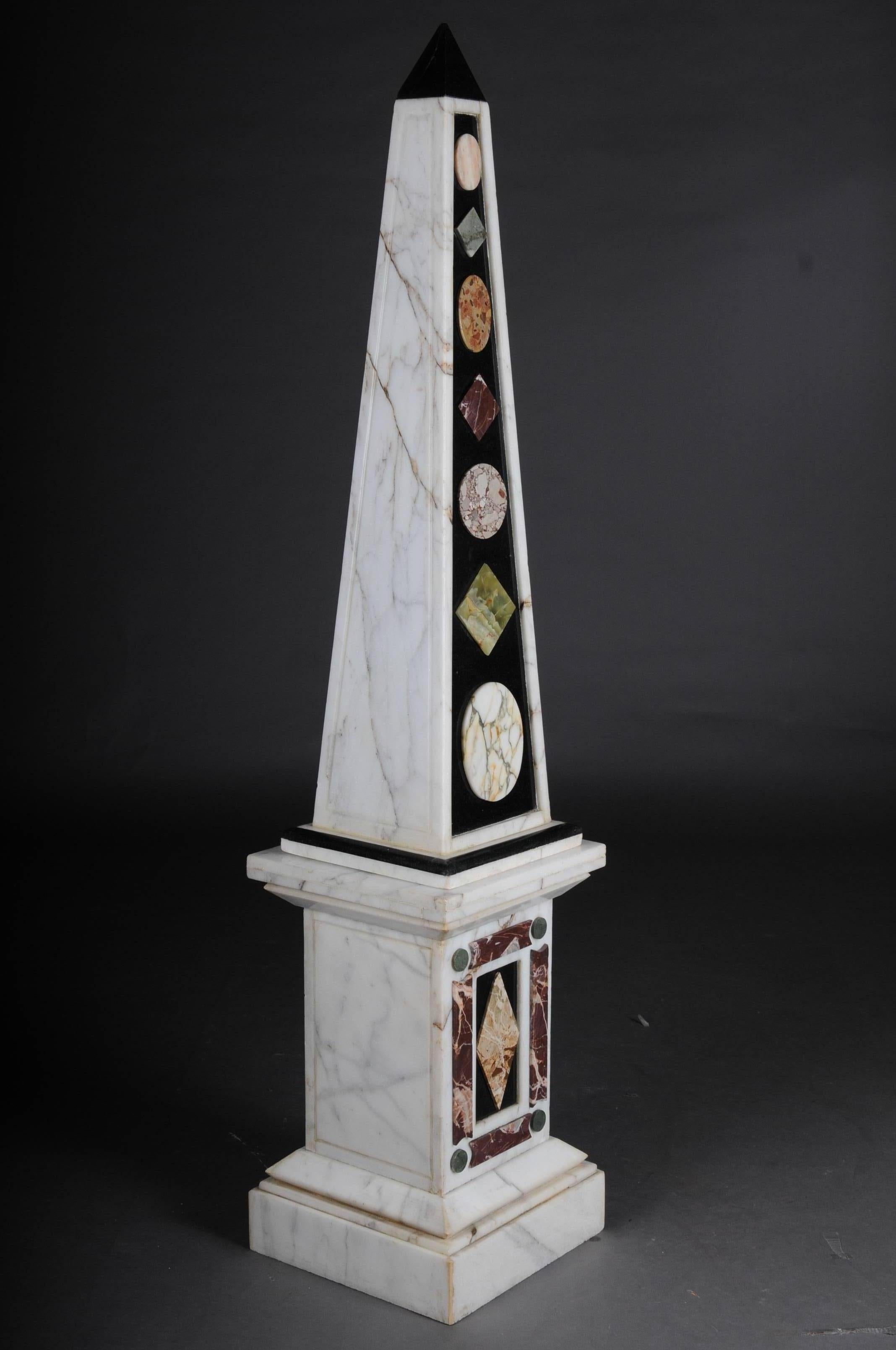 Grand Tour Pair of Monumental Marble Obelisks, White