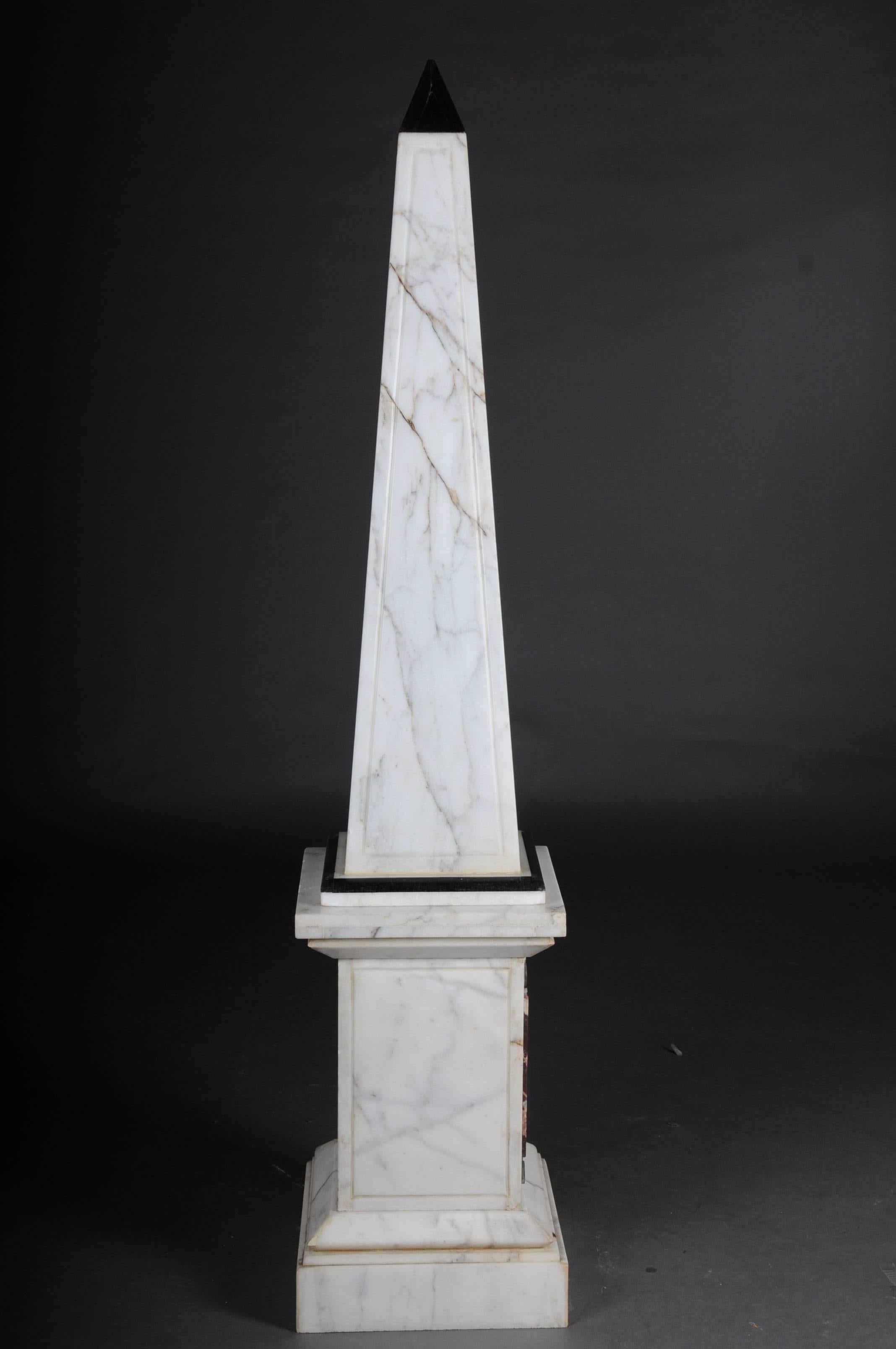 Pair of Monumental Marble Obelisks, White 2