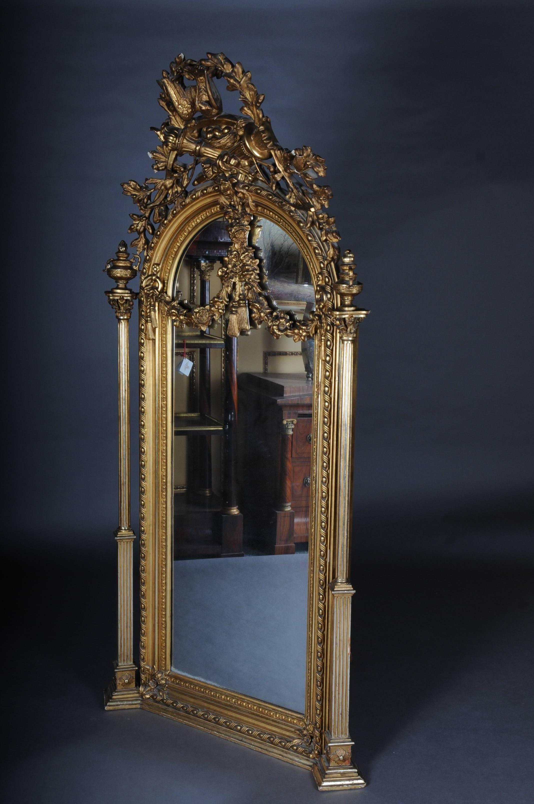 Hand-Carved 19th Century Classicistic Splendor Mirror Gilt Napoleon III