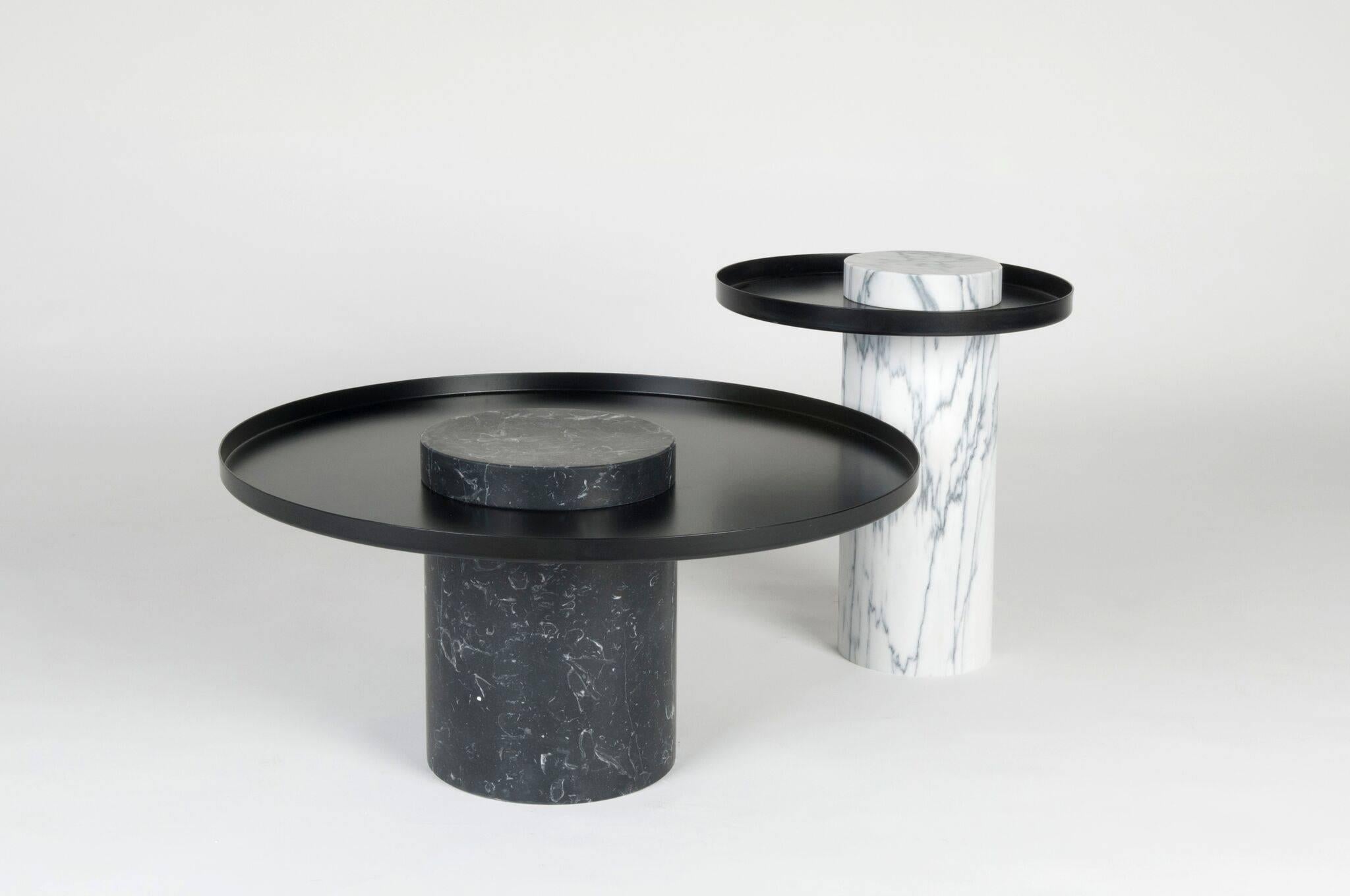 Low Salute Coffee Table, Black Marble, Copper Tray For Sale at 1stDibs