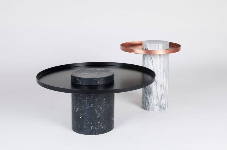 Low Salute Coffee Table White Marble Black Tray For At 1stdibs Modern Low Salute Coffee Table White Marble Black Tray For