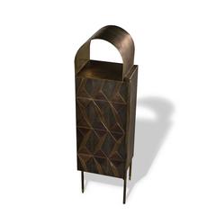 Marque Dry Bar, Contemporary Inlaid Metal Cabinet