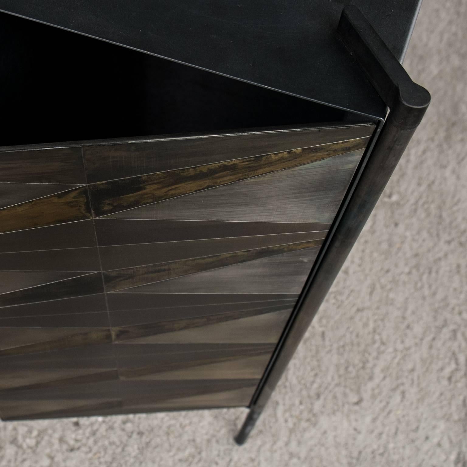 Marque' Console, Contemporary Inlaid Metal Cabinet Sideboard In New Condition For Sale In London, GB