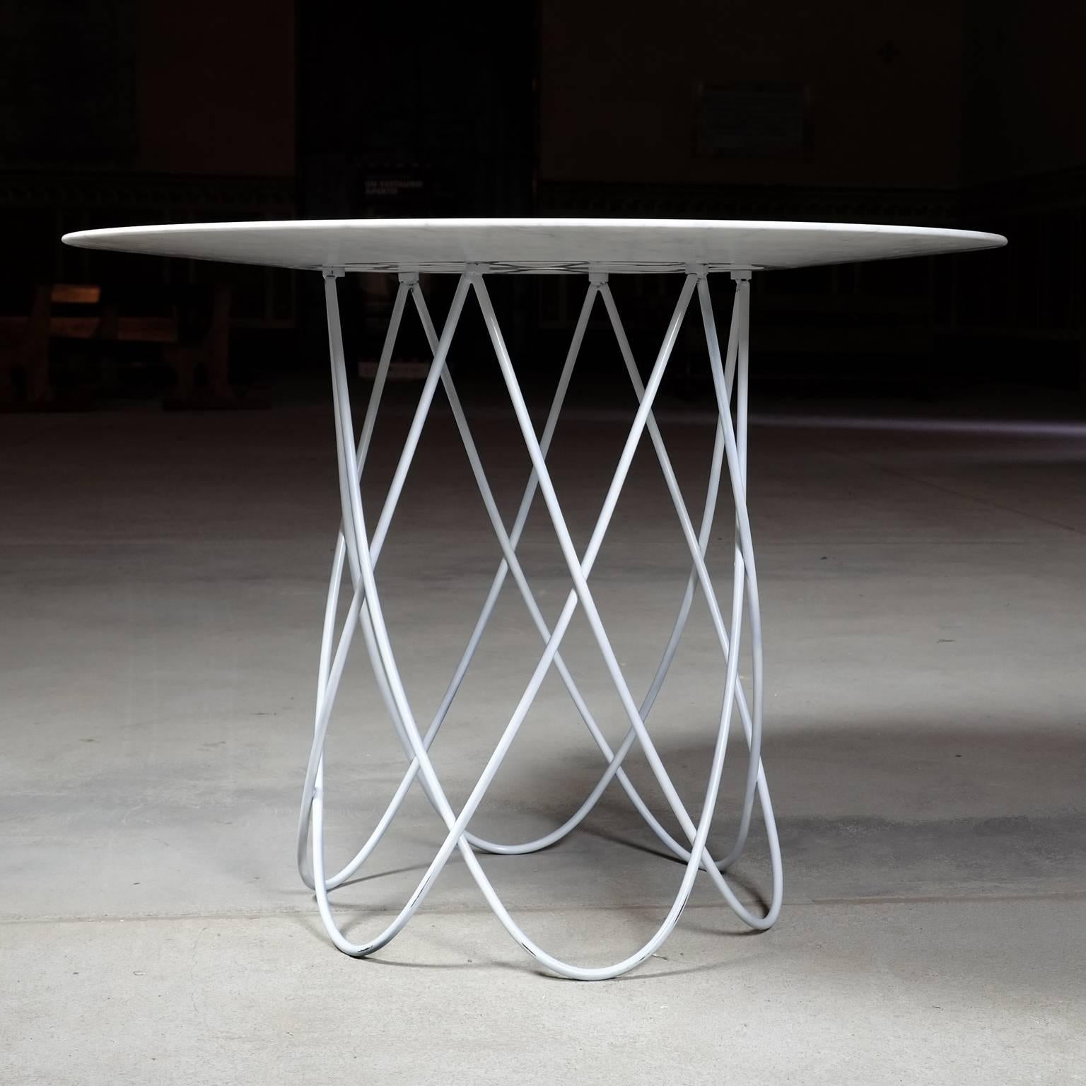Modern Feather Dining Table, Contemporary Carved Marble Table For Sale