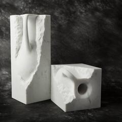 Svelata Small Vase, Contemporary Hand-Carved Carrara Marble Vessel
