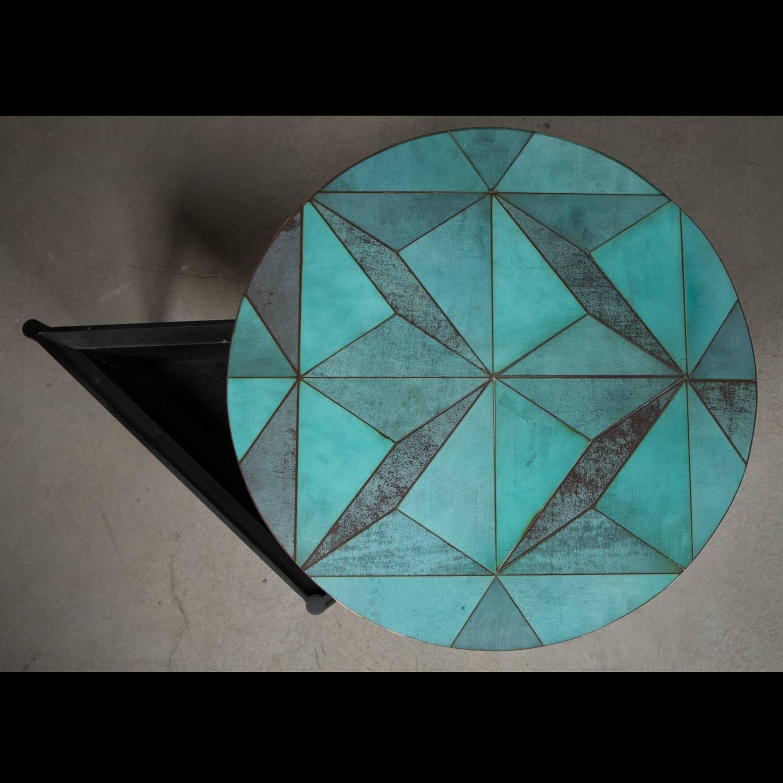 Inlay Marque' Coffee Table, Contemporary Inlaid Metal Coffee Table For Sale