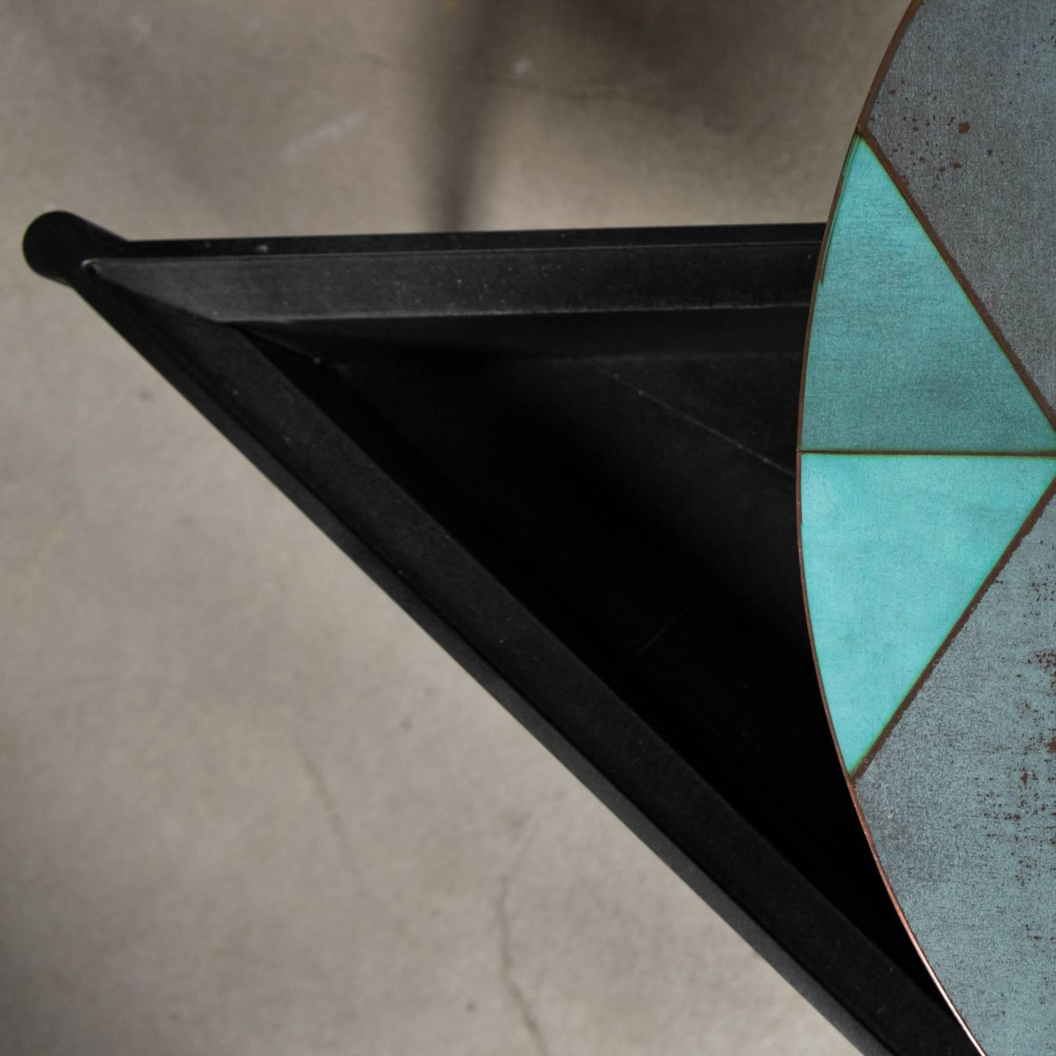 Wood Marque' Coffee Table, Contemporary Inlaid Metal Coffee Table For Sale