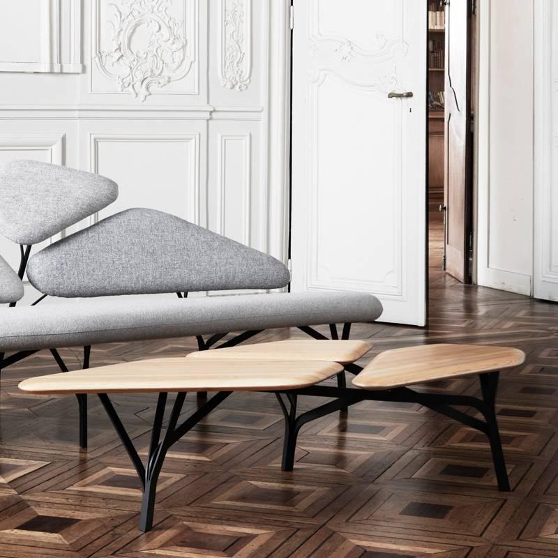 Modern Borghese Coffee Table, Oak top and black structure For Sale