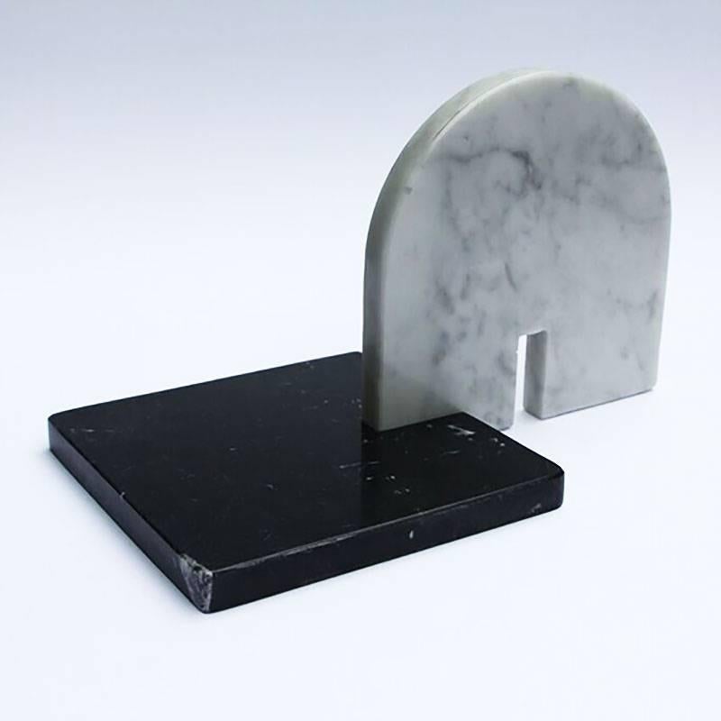 English Noda, Black and White Marble, Minimal, Sculptural Trivets For Sale