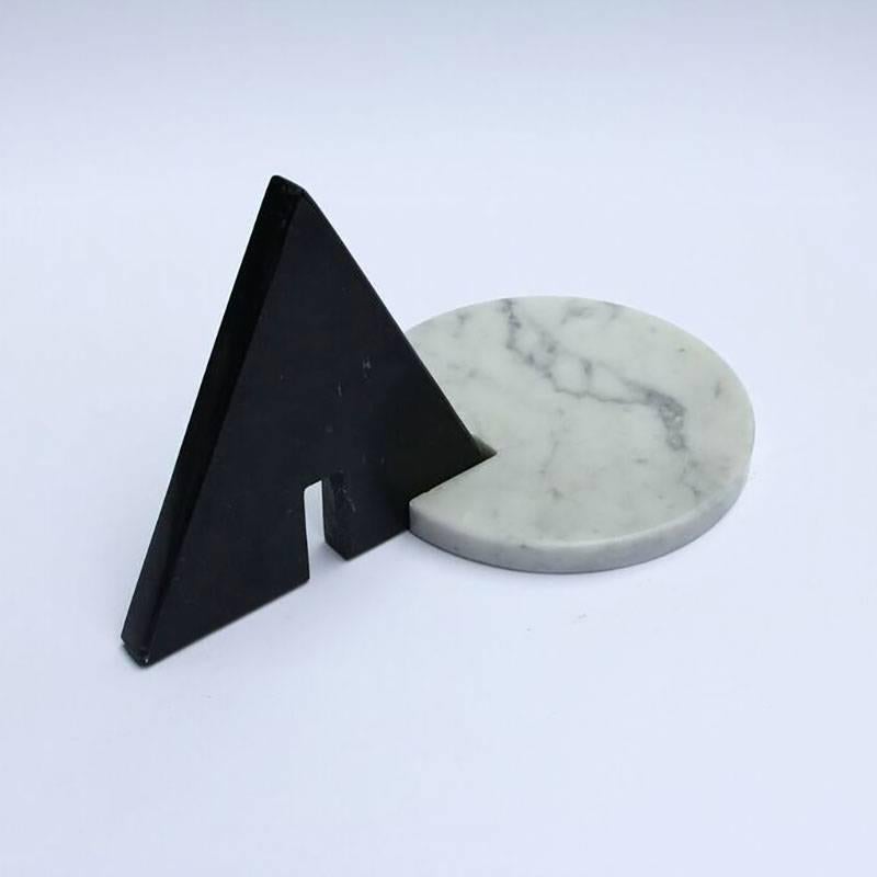 Modern Noda, Black and White Marble, Minimal, Sculptural Trivets For Sale