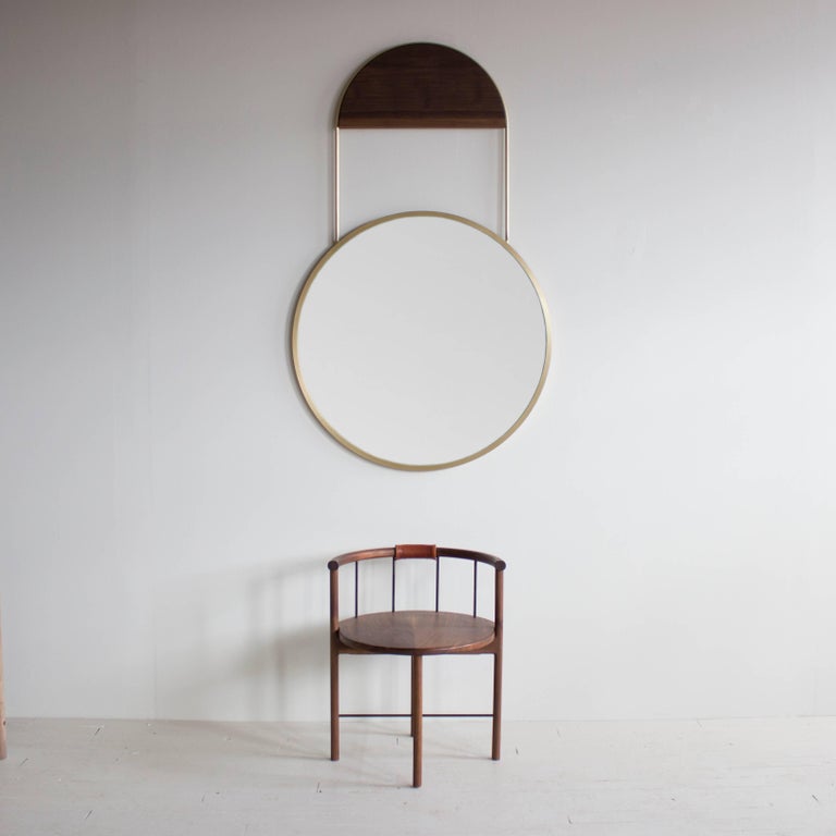 Penny Round Brass Wall Hanging Mirror For Sale at 1stdibs