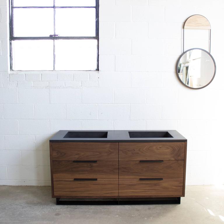 Wrigley Modern Concrete and Walnut Vanity For Sale at 1stdibs