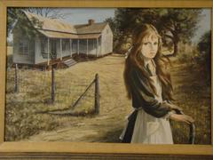 Rare Large Original Museum Painting of a Girl Outdoors Pati Bannister, 1929-2013