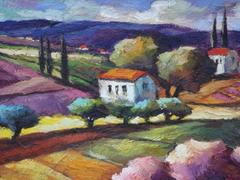 Rare Large Framed Original Tuscany Italy Oil Painting by Slava Brodisnky