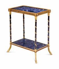 Rare Versace Face Lapis Lazuli Bronze Mahogany Two-Tiered Foyer Side Table