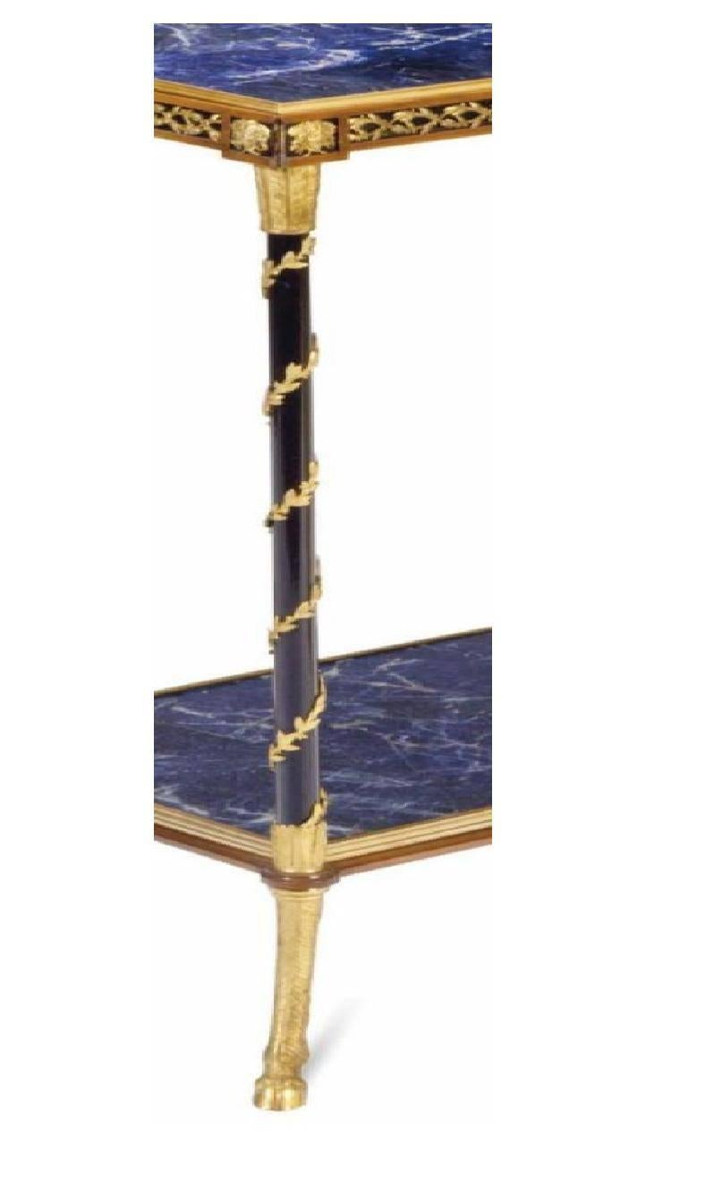 European Rare Versace Face Lapis Lazuli Bronze Mahogany Two-Tiered Foyer Side Table For Sale