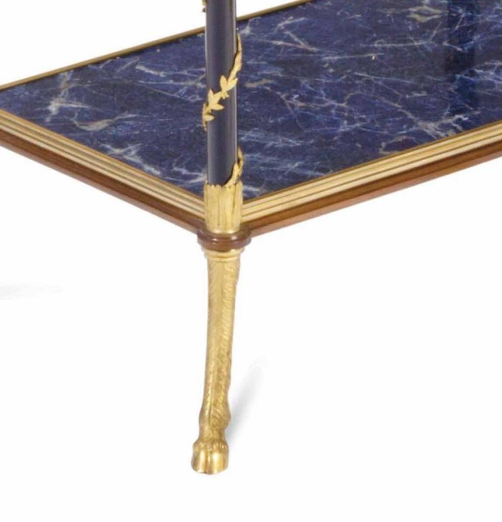 Rare Versace Face Lapis Lazuli Bronze Mahogany Two-Tiered Foyer Side Table In Good Condition For Sale In New York, NY