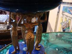 Pair of Authentic European Lapis Lazuli Doré Bronze Centerpiece Compotes