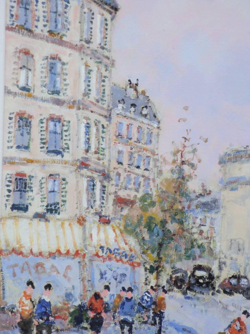 Rare Extra Large Deluxe Orig Jean Pierre Dubord Champs Elysees Paris Painting For Sale 1