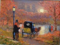 New York City Central Park Autumn Painting Robert Lebron, 1928-2013