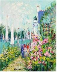 Large Deluxe France Wally Findlay Painting NYC Collection Yolande Ardissone