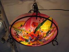 Spectacular Original European Reverse Paint Floral Chandelier by Andre