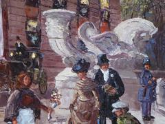 Framed New York City Plaza Hotel 5th Ave Painting by Robert Lebron, 1928-2013