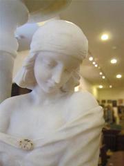 Rare Large 19th Century Marble and Alabaster Rebecca Holding Water Jug Lamp