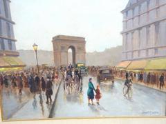 Original Findlay Artist Early Andre Gisson Arc De Triomphe Paris Painting