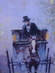 Magnificent Rare Framed Old New York City Street Painting Signed by Morgan