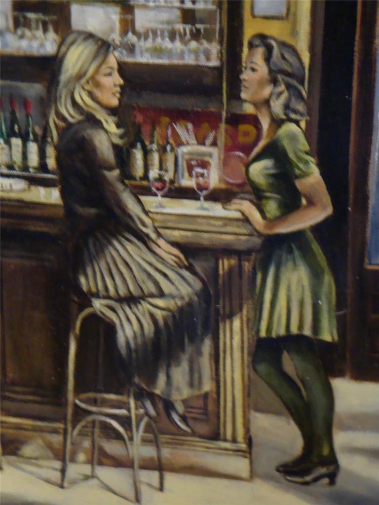 American Important Original Painting New York City Felix Bar by Harry McCormick For Sale