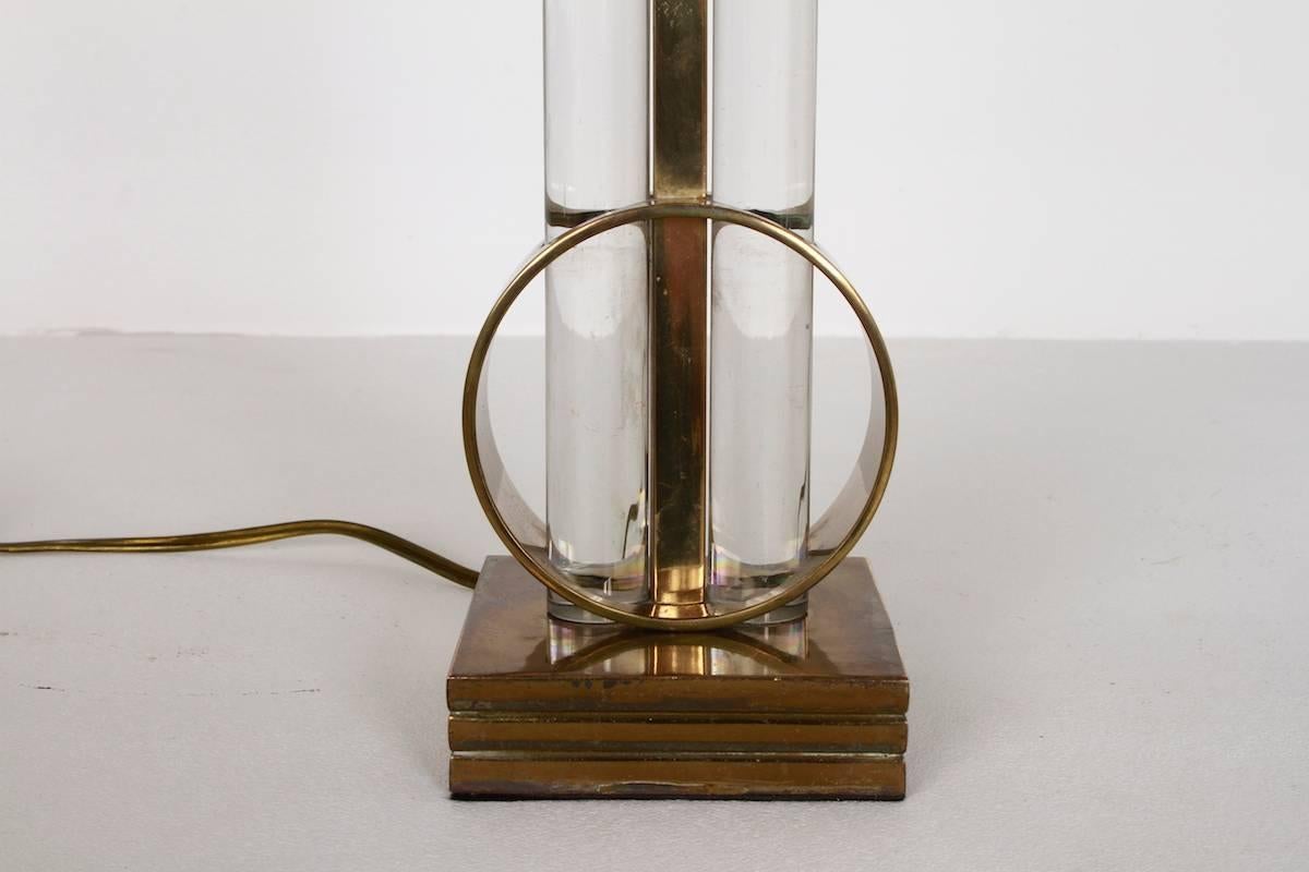 Machine Age Gilbert Rohde Glass and Brass Table Lamp