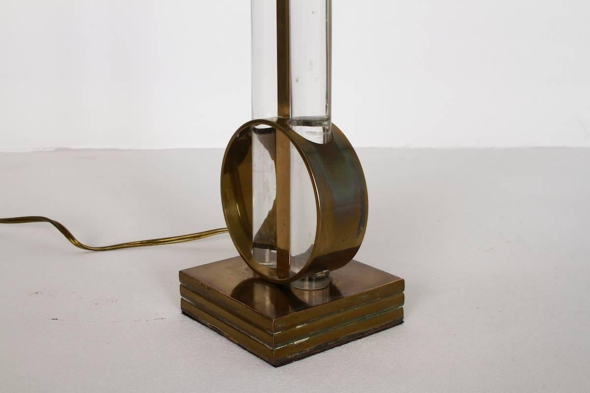 American Gilbert Rohde Glass and Brass Table Lamp