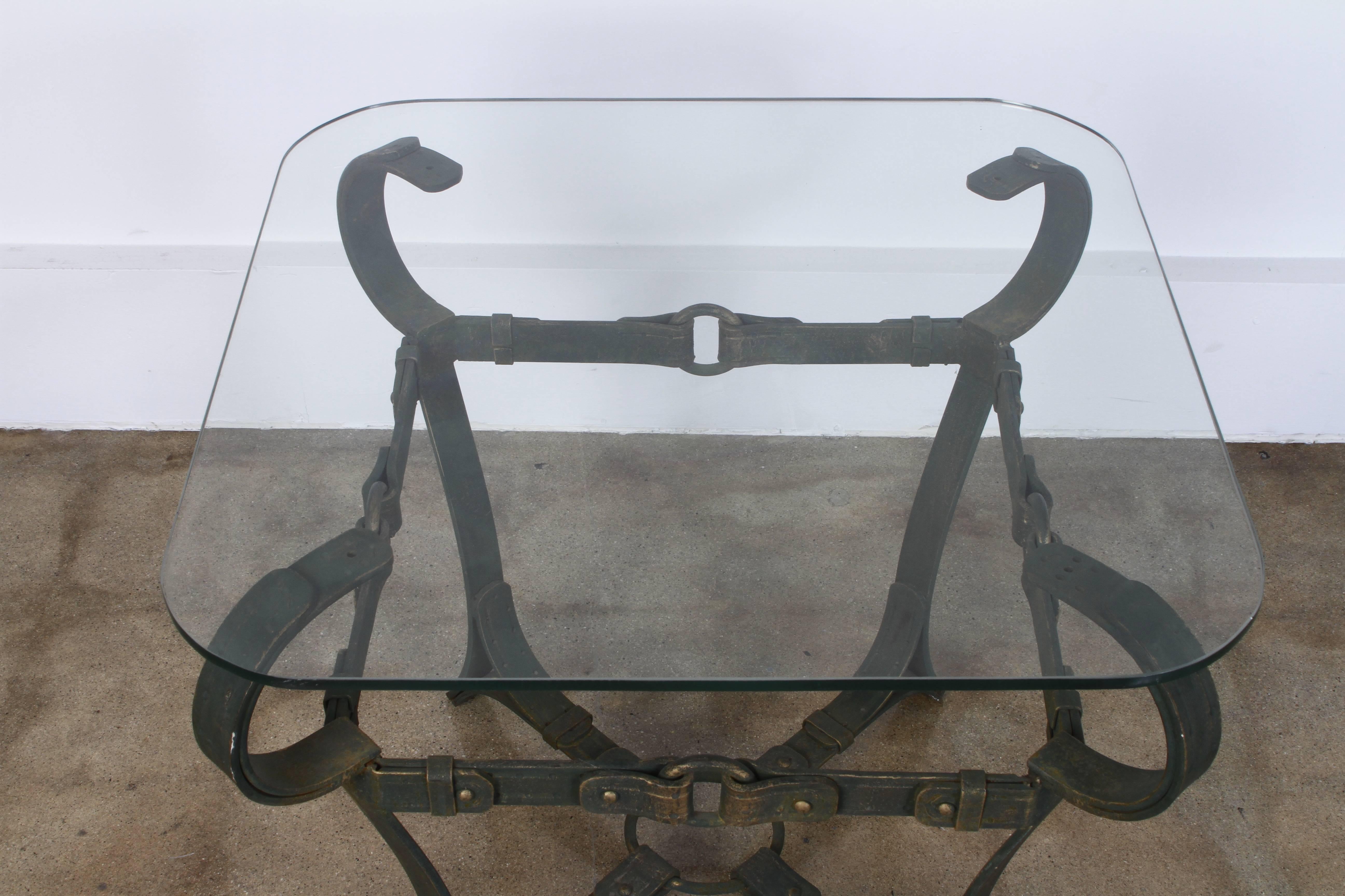 French Provincial Jacques Adnet Style Iron Side Tables For Sale