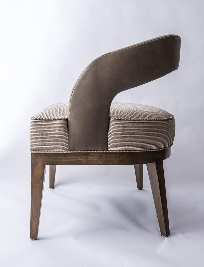 Modern Custom Occassional Leather and Upholstered Chair For Sale