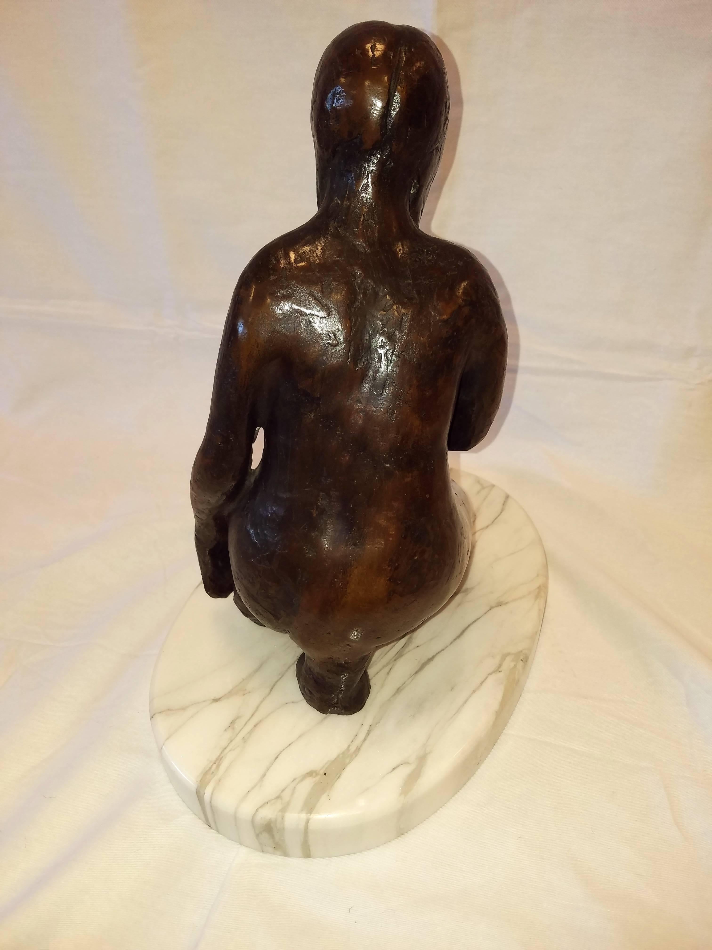 Folk Art Michael Naranjo Bronze, Nude Woman, Signed and Dated 1970 For Sale