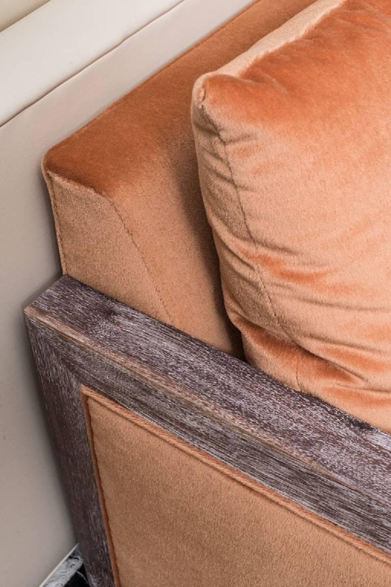Swaim Custom Contemporary Mohair Sofa in Burnt Orange For Sale 1