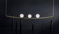 Perle 3 Pendant in Aged Brass with Handblown Glass Ball by Larose Guyon