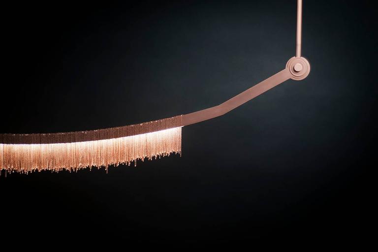 Modern Liane Pendant in Aged Copper with Copper Chains by Larose Guyon For Sale